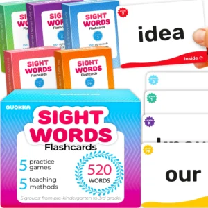 Sight Words & Phonics Flash Cards – 520 Reading Learning Cards for Kids