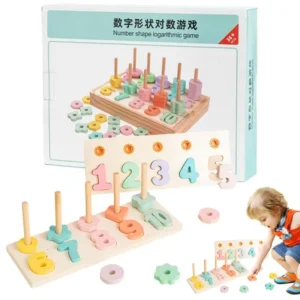 Montessori Wooden Number Matching Puzzle – Kids Math & Shape Learning Toy