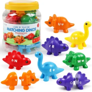 Dinosaur Alphabet Matching Toy – Montessori Letter & Counting Learning Set