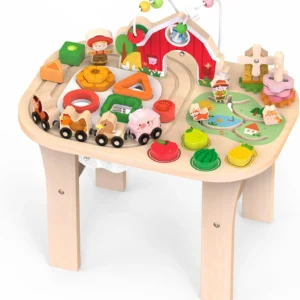 Wooden Montessori Activity Table – Toddler Sensory Learning Play Center