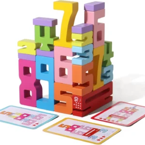 Wooden Number Building Blocks Set – Montessori Math Counting Learning Toy