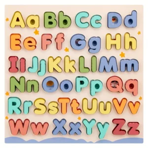 Wooden Alphabet Puzzle Board – Uppercase & Lowercase Letter Learning Toy
